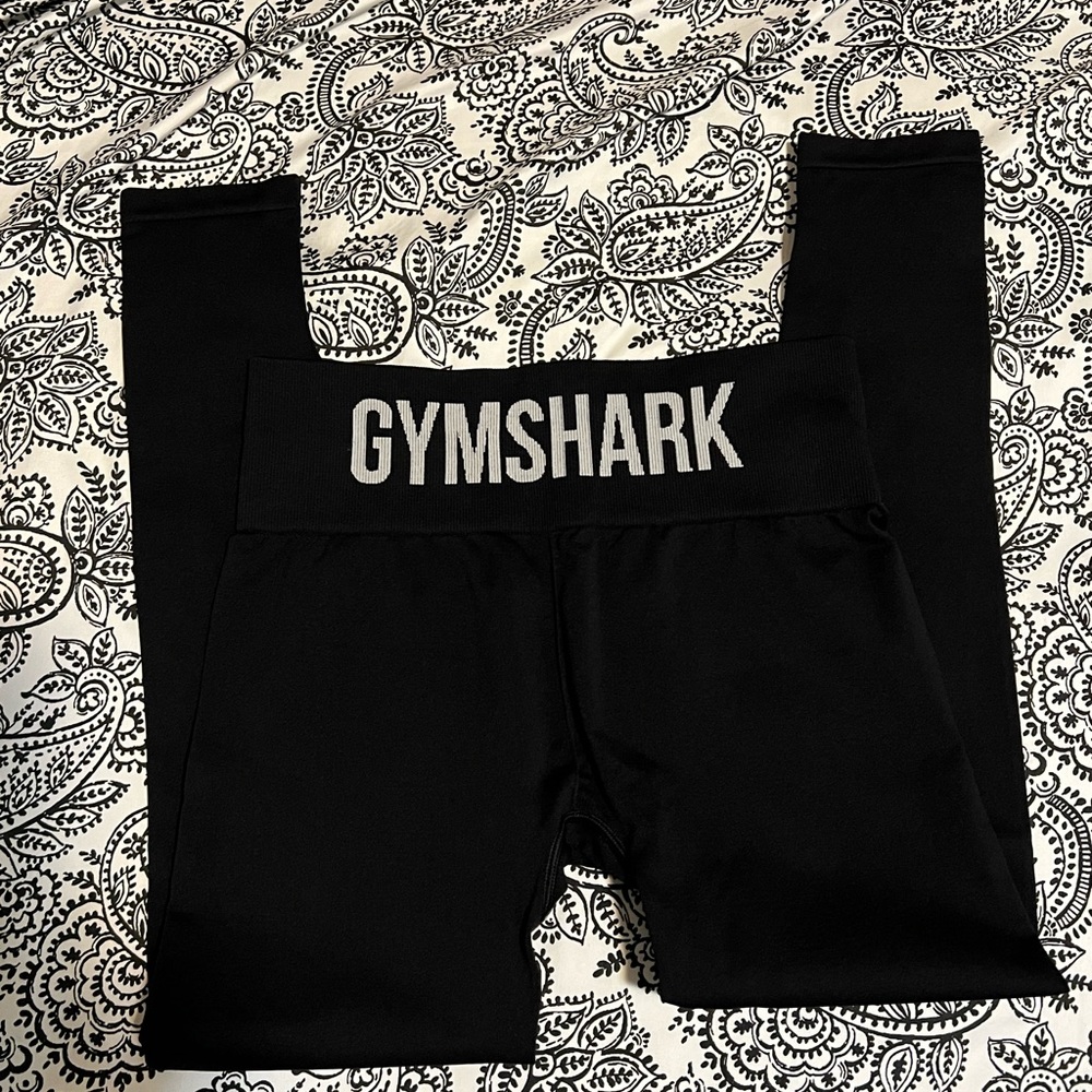 GYMSHARK FIT SEAMLESS MID RISE LEGGINGS black & white, S